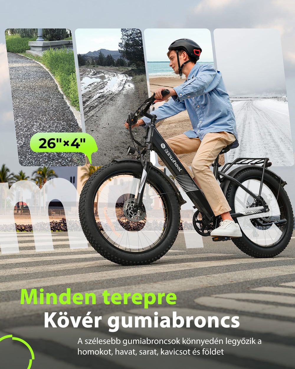 isinwheel E-Bike M60 elektromos kerékpár vastag gumikkal