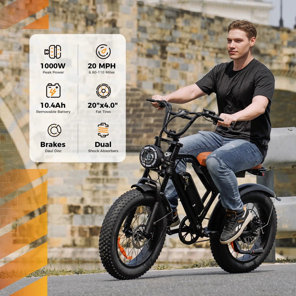 CyberCart Commuter E-Bike EB5 elektromos terepkerékpár, 20 colos vastag abroncsokkal