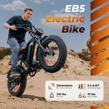 CyberCart Commuter E-Bike EB5 elektromos terepkerékpár, 20 colos vastag abroncsokkal