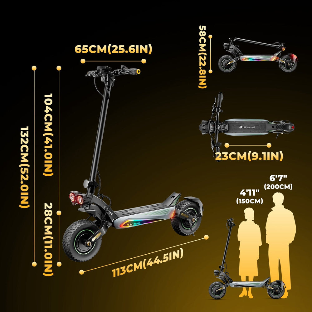 iSinwheel Skuter Elektryczny Terenowy GT4 TorqueBeast Elektromos Roller Kettős Motor 2400W Off-Road Összecsukható, 70-80 km Hatótávolság, CE-Tanúsítvánnyal, Erőteljes Motor