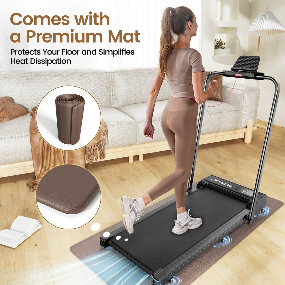 Jagjog Home Treadmill black-1 JT51 Otthoni Futópad Helytakarékos Összecsukható Kompakt Sétálópad Kormánnyal 10 km/h CE-Tanúsítvánnyal Rendelkező Elektromos