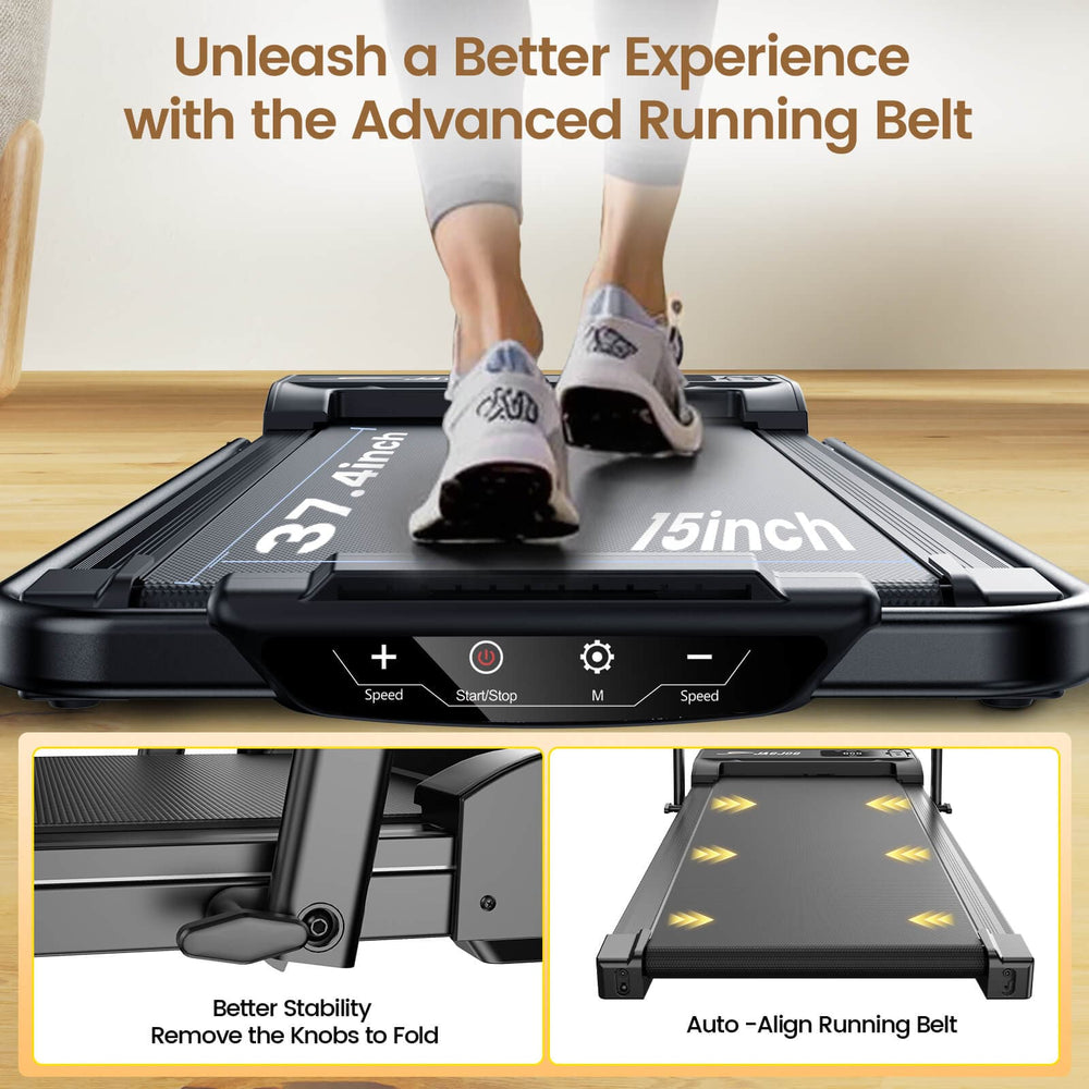 Jagjog Home Treadmill black-1 JT51 Otthoni Futópad Helytakarékos Összecsukható Kompakt Sétálópad Kormánnyal 10 km/h CE-Tanúsítvánnyal Rendelkező Elektromos