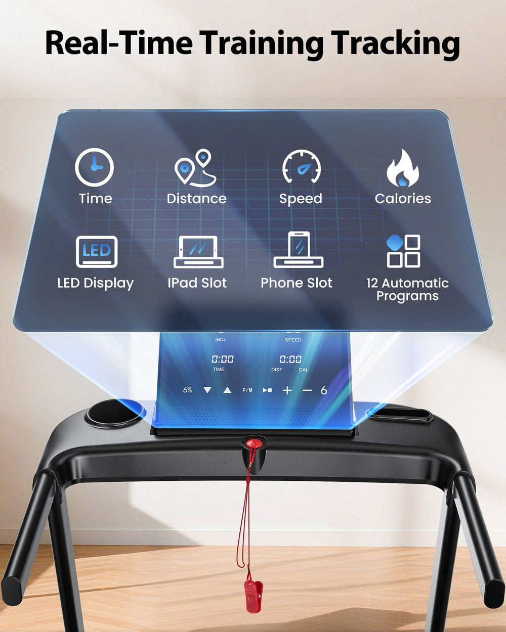 Jagjog Home Treadmill JT61 Futópad Auto Incline+, 1-15% Elektromos Emelkedés, 13,5 km/h, Összecsukható, CE-Tanúsítvánnyal