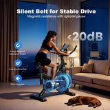 CyberCart Exercise Bike QK118 Szobakerékpár APP-val és Bluetooth-tal, Állítható Mágneses Ellenállású Otthoni Szobakerékpár, Halk Beltéri Kerékpár