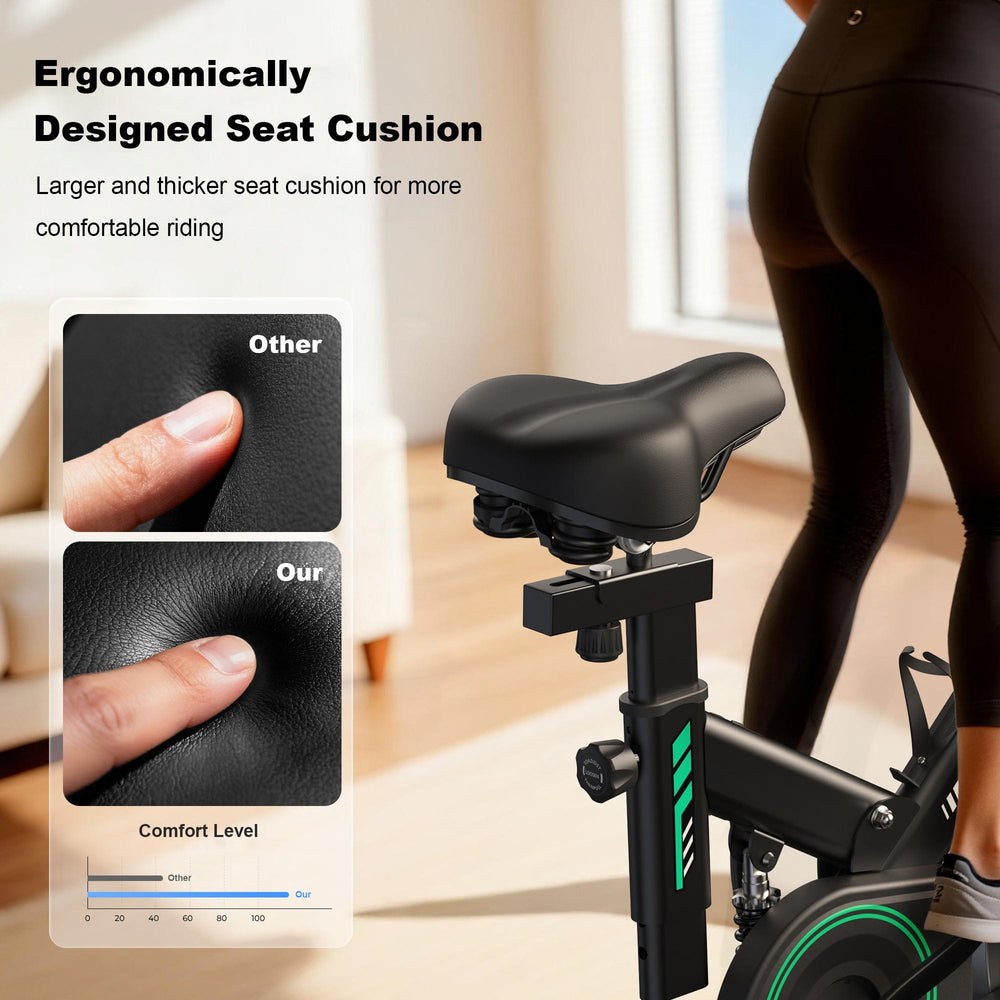 CyberCart Exercise Bike QK118 Szobakerékpár APP-val és Bluetooth-tal, Állítható Mágneses Ellenállású Otthoni Szobakerékpár, Halk Beltéri Kerékpár