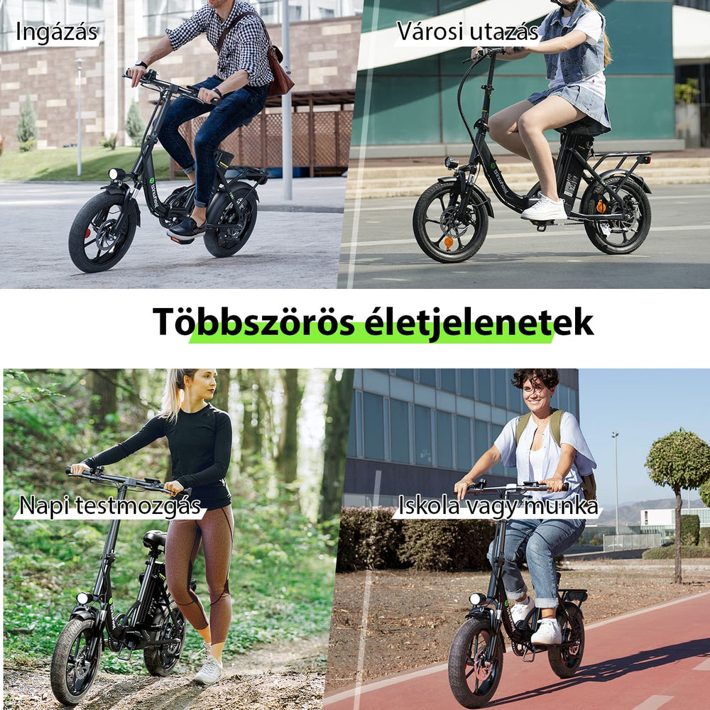CyberCart Commuter E-Bike U4 elektromos ingázó kerékpár, csúcsteljesítménye 500 W, 88 km hatótávolság, összecsukható e-bike