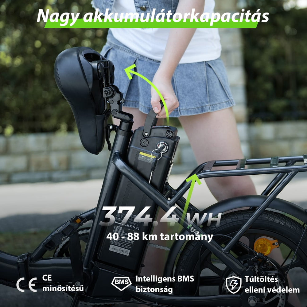 CyberCart Commuter E-Bike U4 elektromos ingázó kerékpár, csúcsteljesítménye 500 W, 88 km hatótávolság, összecsukható e-bike