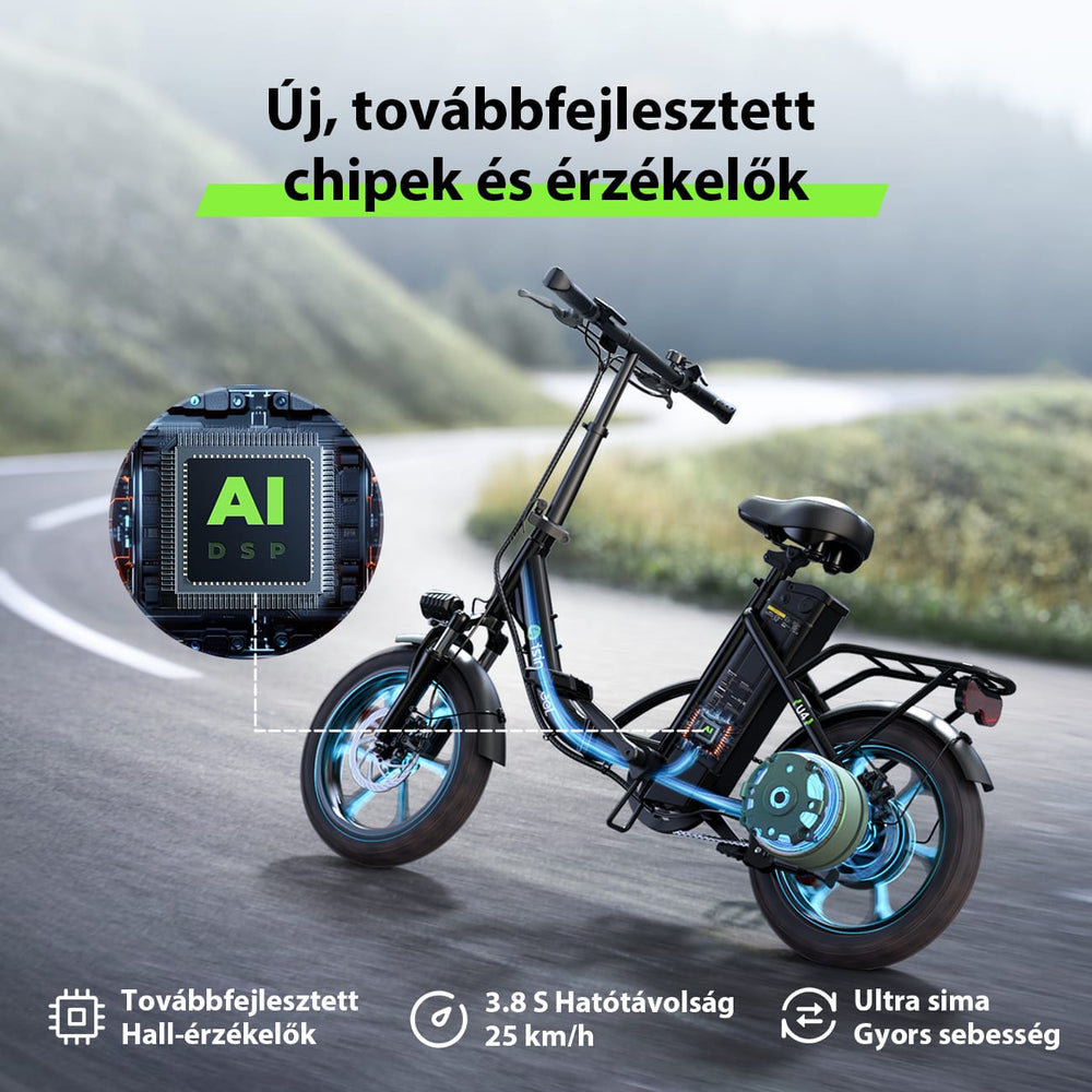 CyberCart Commuter E-Bike U4 elektromos ingázó kerékpár, csúcsteljesítménye 500 W, 88 km hatótávolság, összecsukható e-bike