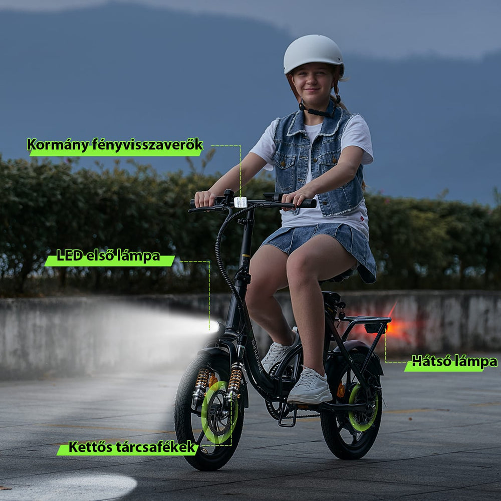 CyberCart Commuter E-Bike U4 elektromos ingázó kerékpár, csúcsteljesítménye 500 W, 88 km hatótávolság, összecsukható e-bike