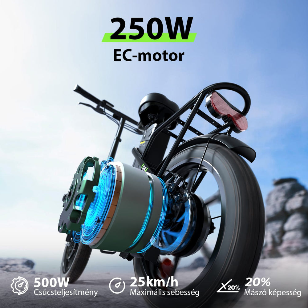 CyberCart Commuter E-Bike U4 elektromos ingázó kerékpár, csúcsteljesítménye 500 W, 88 km hatótávolság, összecsukható e-bike