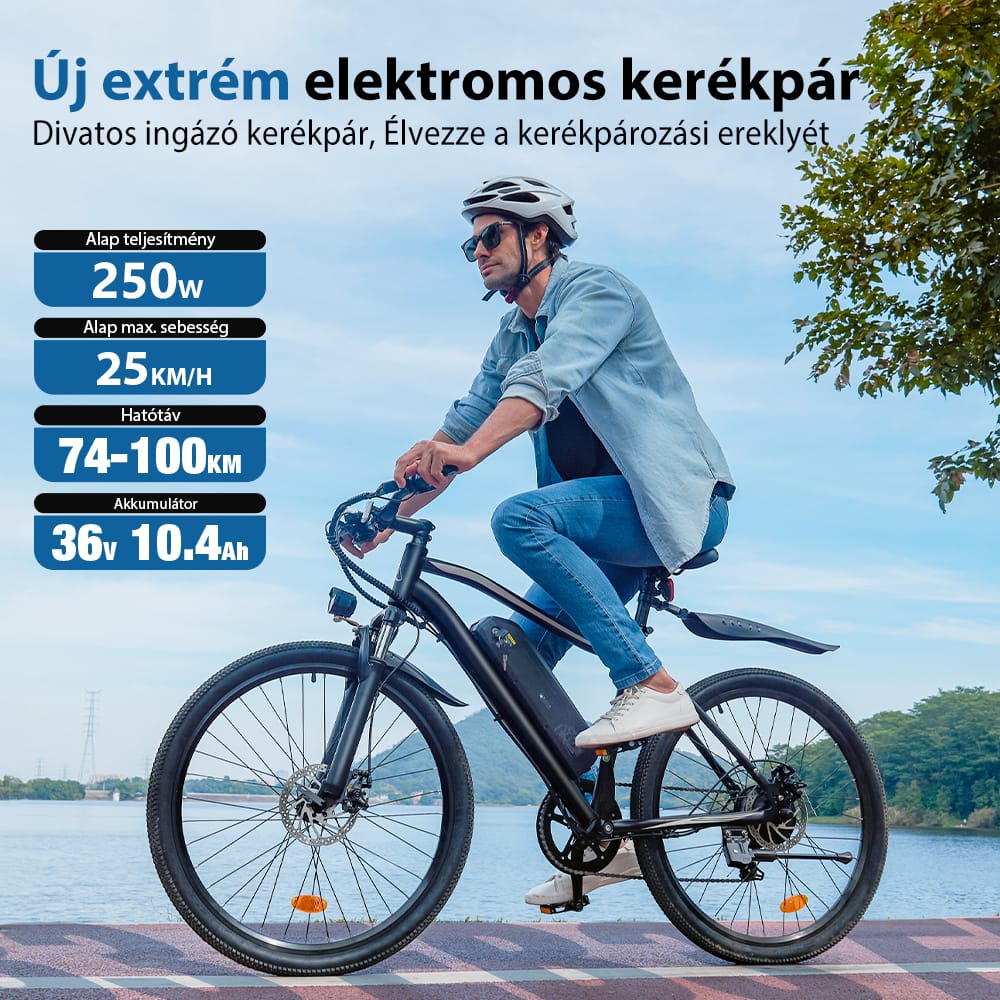 CyberCart Commuter E-Bike EB3 elektromos bringa – 250 W, 100 km hatótávolság