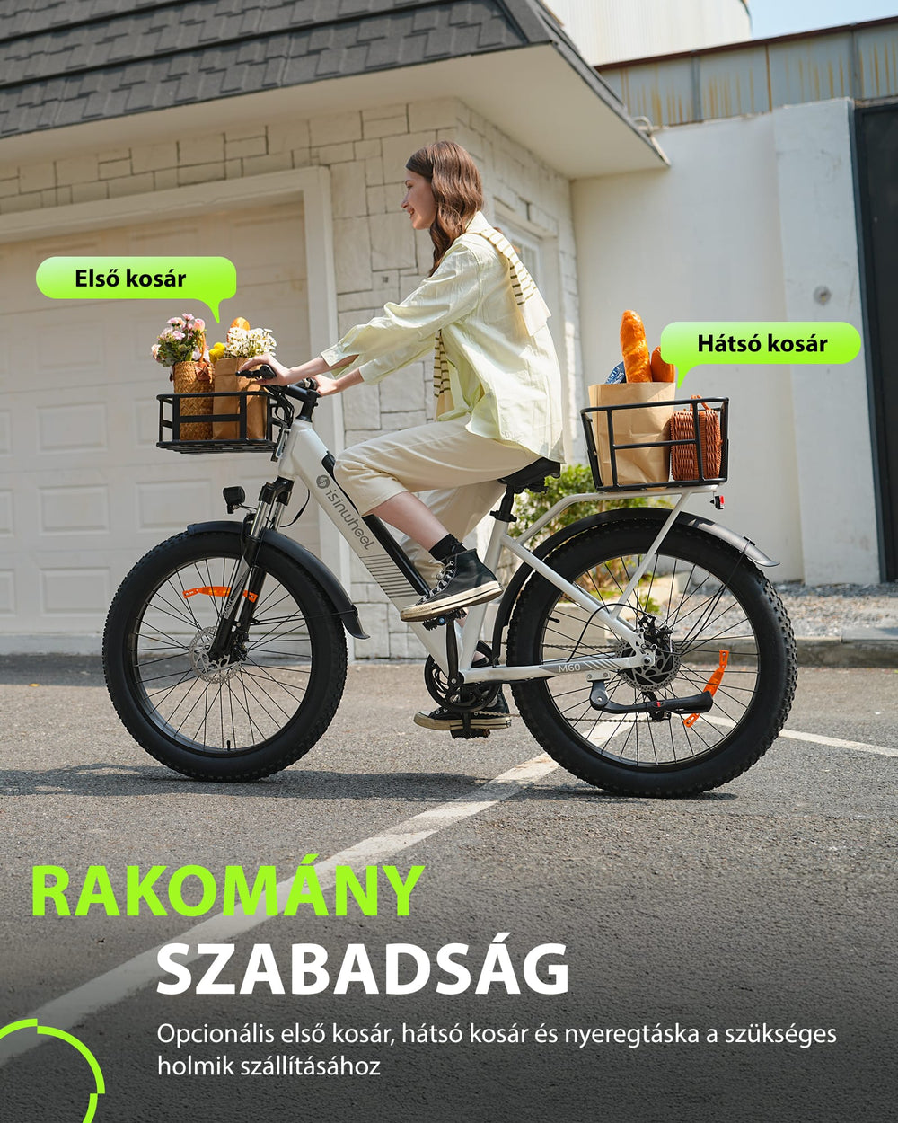isinwheel E-Bike M60 elektromos kerékpár vastag gumikkal