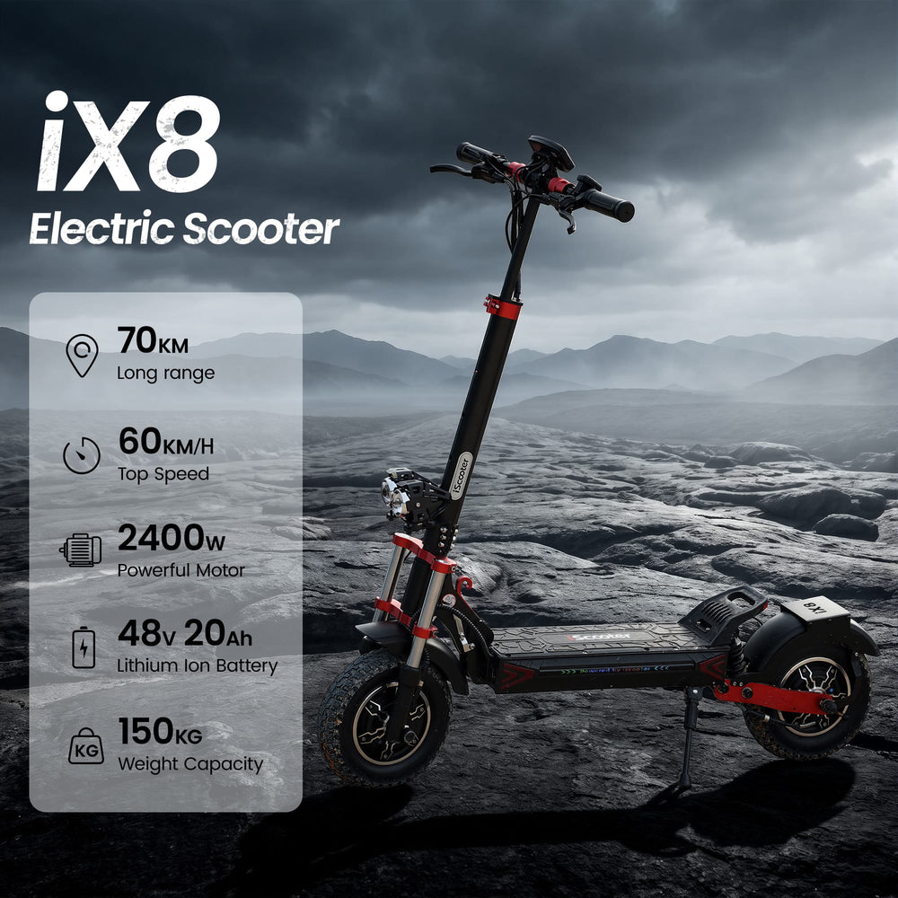 iScooter Skuter Elektryczny Terenowy iX8 Elektromos Roller Kettős Motor 2400W Összecsukható Off-Road, CE-Tanúsítvánnyal, Kettős Motor