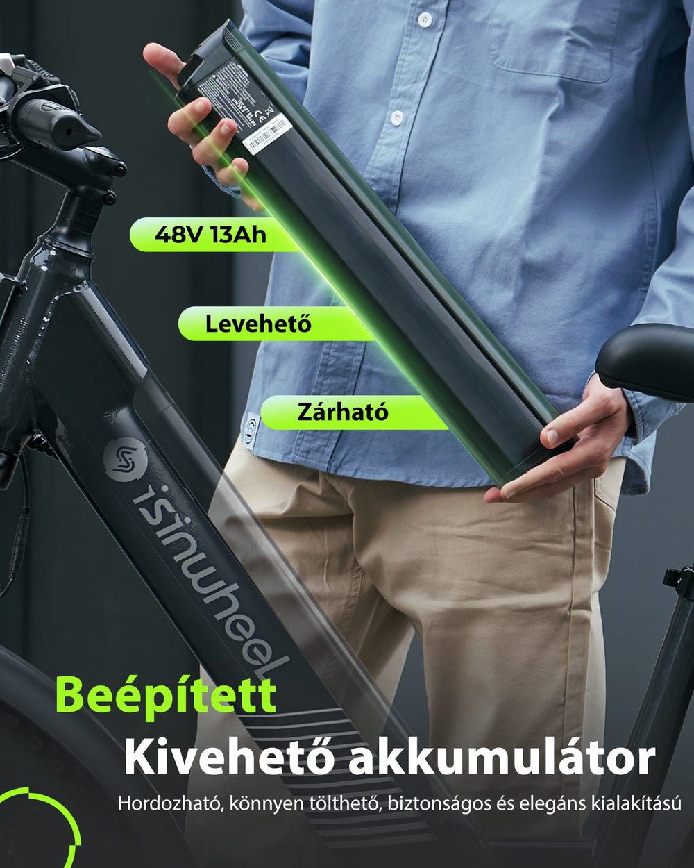 isinwheel E-Bike M60 elektromos kerékpár vastag gumikkal