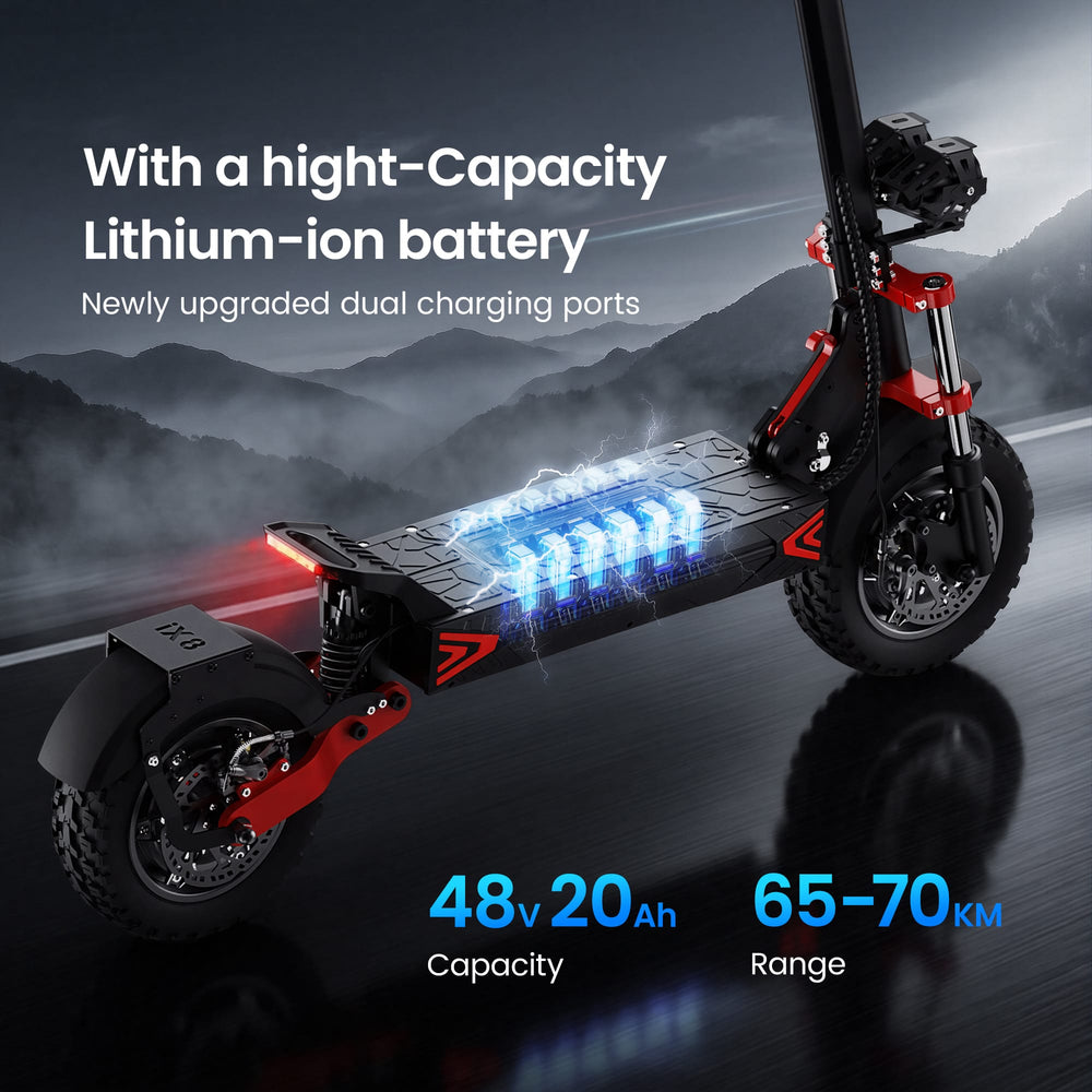 iScooter Skuter Elektryczny Terenowy iX8 Elektromos Roller Kettős Motor 2400W Összecsukható Off-Road, CE-Tanúsítvánnyal, Kettős Motor