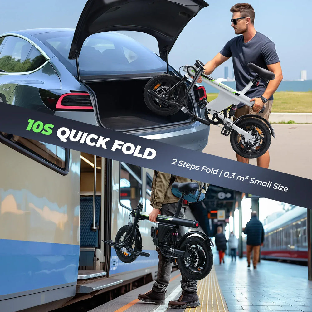 Cybercart U1 városi ingázó elektromos kerékpár, 350 W, összecsukható, CE tanúsítvánnyal rendelkező e-bike