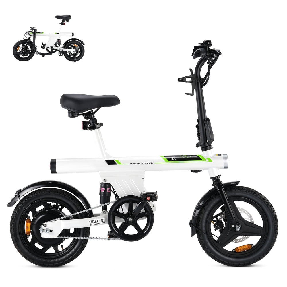 Cybercart Fehér U1 városi ingázó elektromos kerékpár, 350 W, összecsukható, CE tanúsítvánnyal rendelkező e-bike