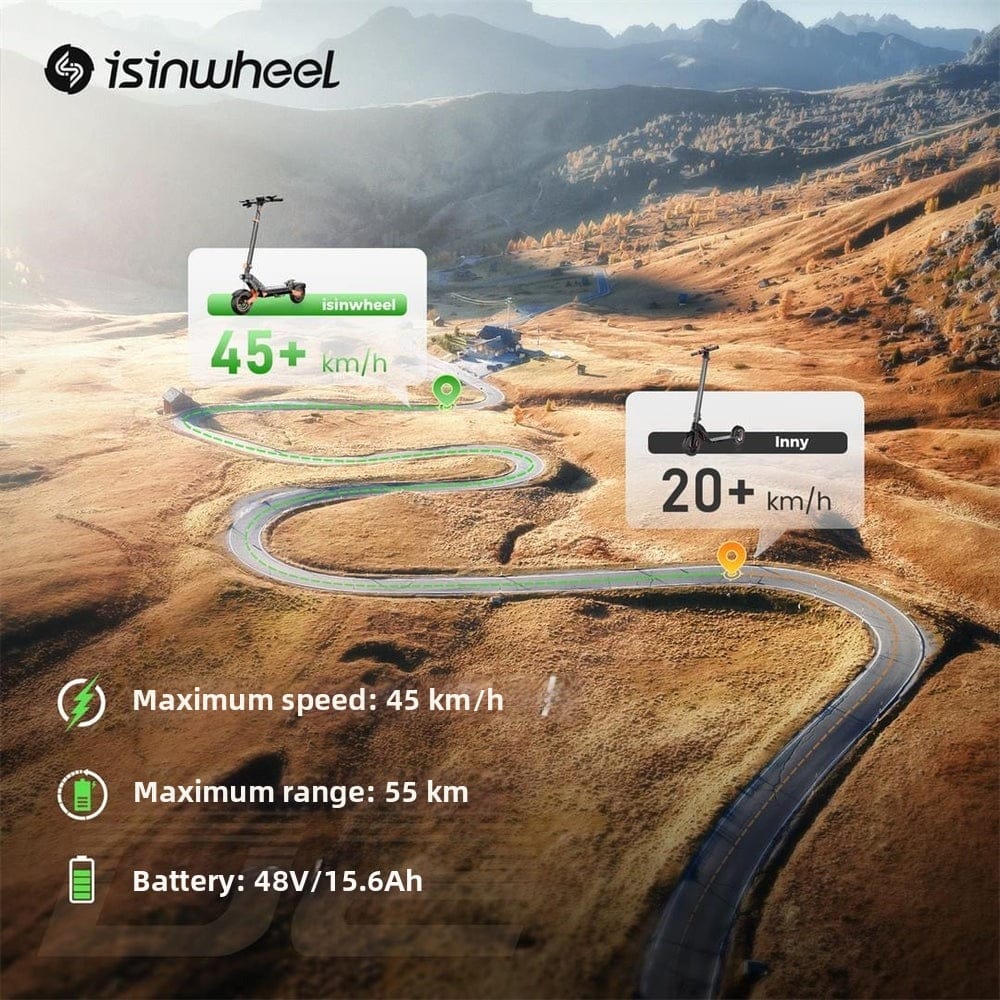 iSinwheel Skuter Elektryczny Terenowy D2 UrbanRover+ Elektromos Roller 1000W Összecsukható Off-Road, 55 km Hatótávolság, Erőteljes Motor
