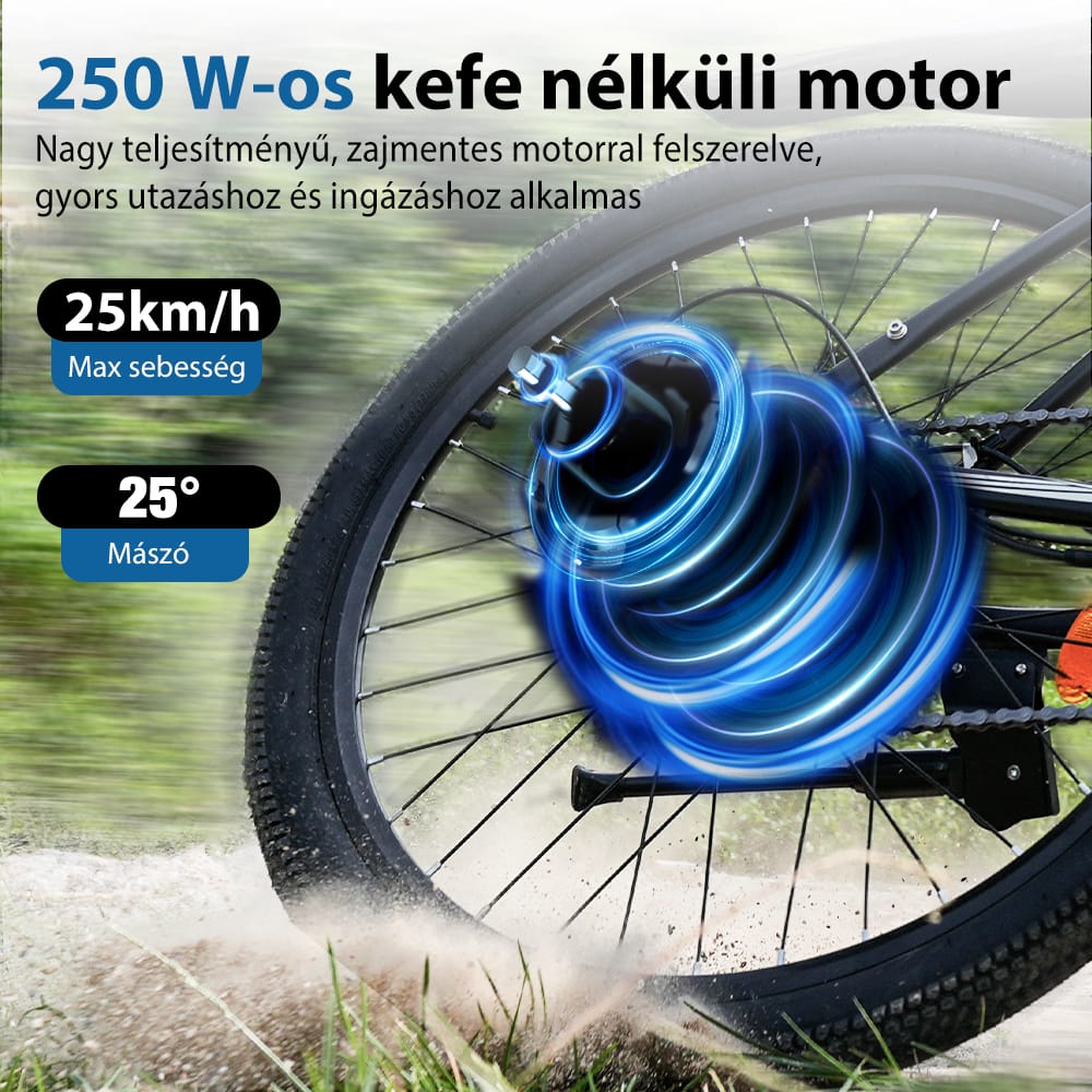 CyberCart Commuter E-Bike EB3 elektromos bringa – 250 W, 100 km hatótávolság