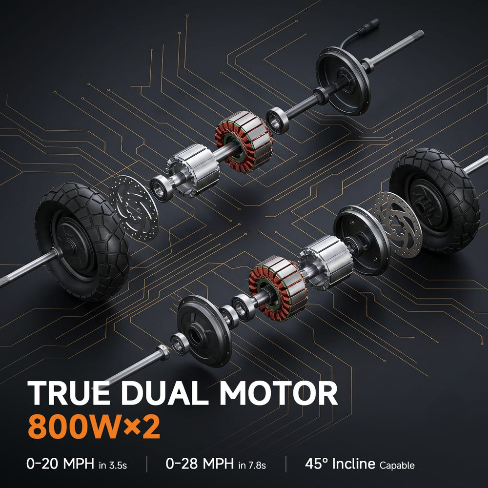 iSinwheel Off-Road E-Scooter GT1 dupla elektromos roller, 800 W × 2 motor, 48 V 13 Ah akkumulátor, 10 hüvelykes gumiabroncsok, 50 km/h maximális sebesség, 55 km hatótávolság, EABS fék + tárcsafék, dupla lengőkaros felfüggesztés