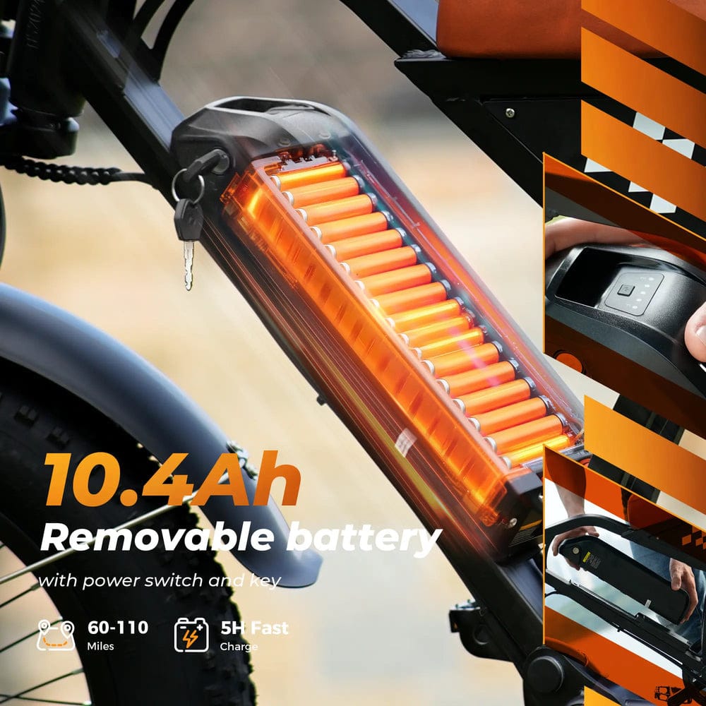 CyberCart Commuter E-Bike EB5 elektromos terepkerékpár, 20 colos vastag abroncsokkal