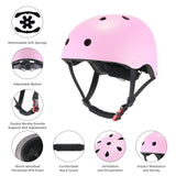CyberCart Accessories - Kids Cycling Helmet Pink Gyermek Kerékpáros Sisak Szett Gördeszkás Térdvédőkkel és Csuklóvédőkkel, Rózsaszín