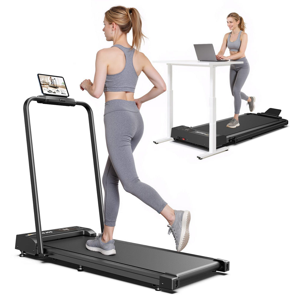 Jagjog Home Treadmill black-1 JT51 Otthoni Futópad Helytakarékos Összecsukható Kompakt Sétálópad Kormánnyal 10 km/h CE-Tanúsítvánnyal Rendelkező Elektromos