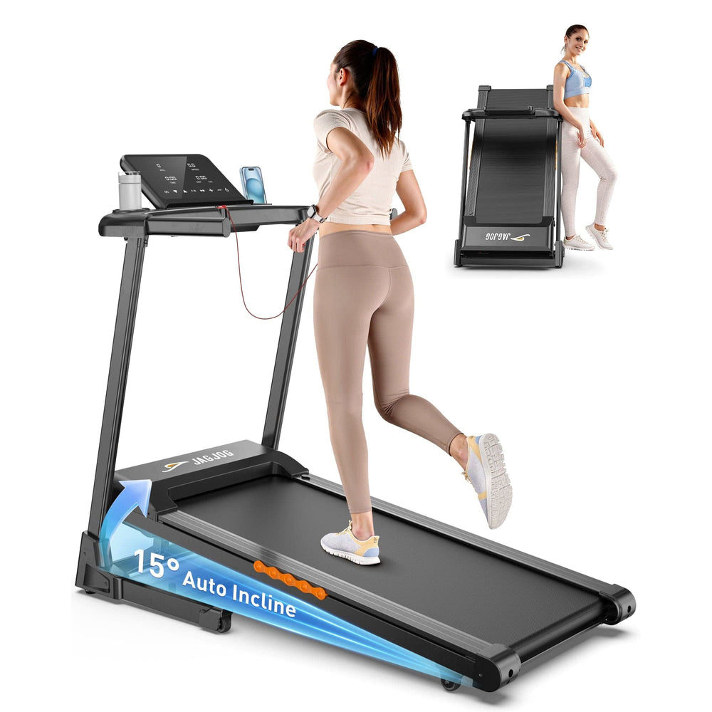 Jagjog Home Treadmill JT61 Futópad Auto Incline+, 1-15% Elektromos Emelkedés, 13,5 km/h, Összecsukható, CE-Tanúsítvánnyal