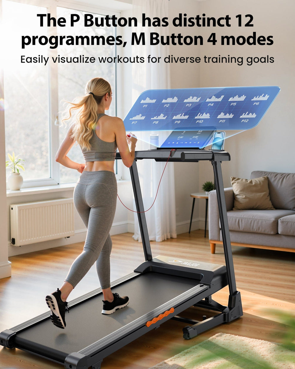 Jagjog Home Treadmill JT61 Futópad Auto Incline+, 1-15% Elektromos Emelkedés, 13,5 km/h, Összecsukható, CE-Tanúsítvánnyal