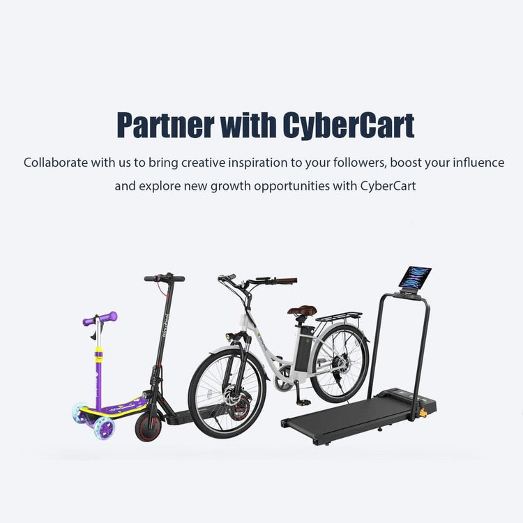 Partnerségi szöveg a CyberCart logójával vagy márkanevével. A szöveg együttműködésre hívja a közösségi média befolyásolókat, növekedési és inspirációs lehetőségeket ígérve.