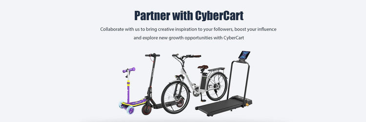 Partnerségi szöveg a CyberCart logójával vagy márkanevével. A szöveg együttműködésre hívja a közösségi média befolyásolókat, növekedési és inspirációs lehetőségeket ígérve.