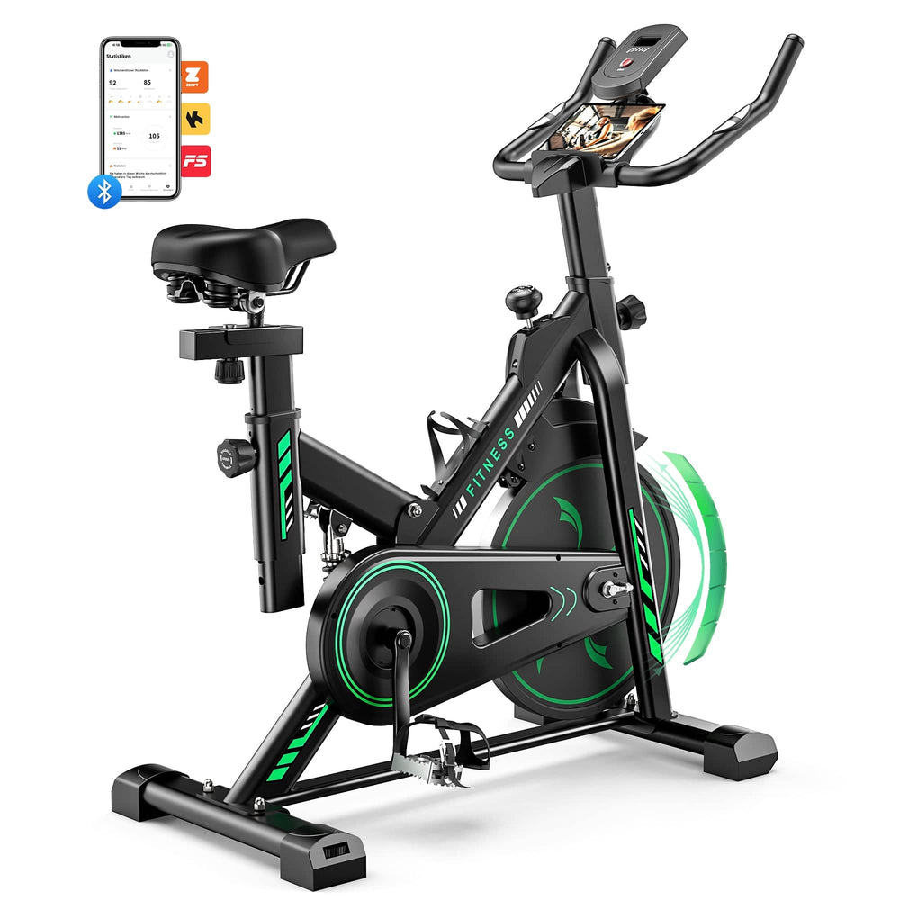 CyberCart Exercise Bike QK118 Szobakerékpár APP-val és Bluetooth-tal, Állítható Mágneses Ellenállású Otthoni Szobakerékpár, Halk Beltéri Kerékpár