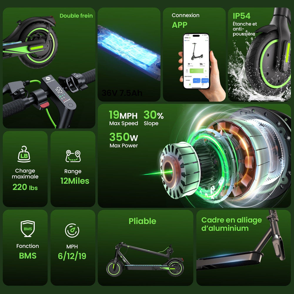 iSinwheel Commuter E-Scooter S9 Elektromos Roller 350W Összecsukható Városi Közlekedő CE-Tanúsítvánnyal