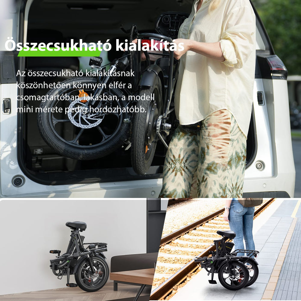 CyberCart Commuter E-Bike U4 elektromos ingázó kerékpár, csúcsteljesítménye 500 W, 88 km hatótávolság, összecsukható e-bike