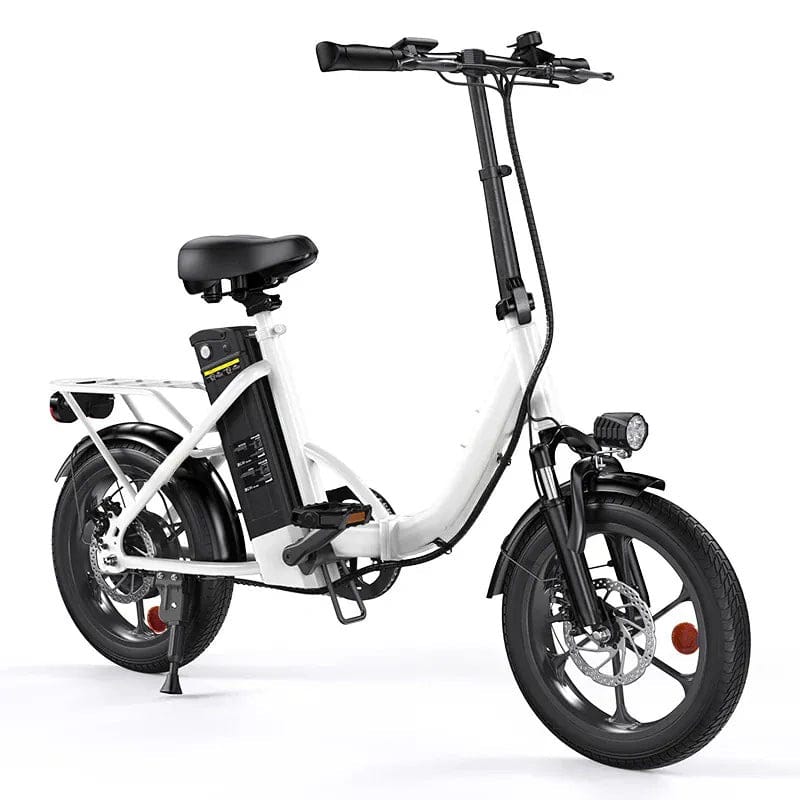 CyberCart Commuter E-Bike Fehér U4 elektromos ingázó kerékpár, csúcsteljesítménye 500 W, 88 km hatótávolság, összecsukható e-bike
