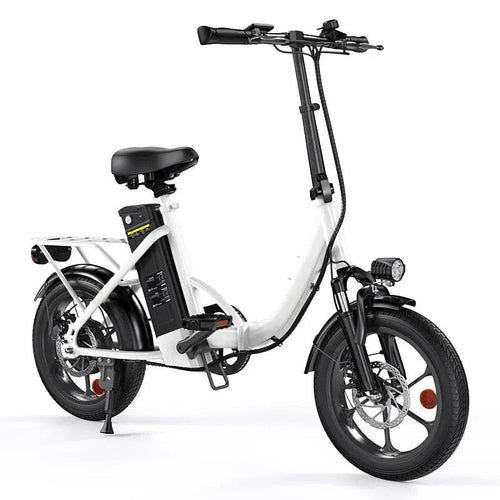 CyberCart Commuter E-Bike Fehér U4 elektromos ingázó kerékpár, csúcsteljesítménye 500 W, 88 km hatótávolság, összecsukható e-bike
