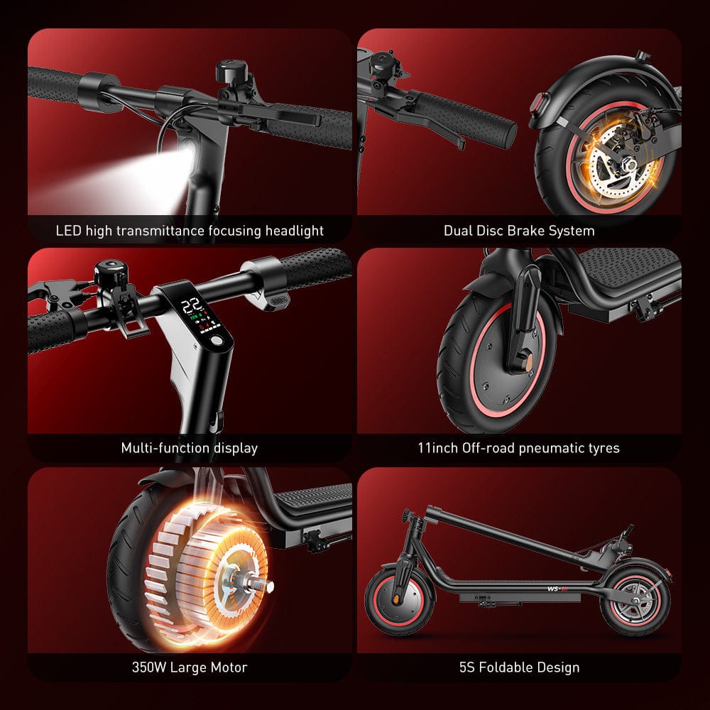 iScooter Commuter E-Scooter W5 Városi Elektromos Roller, 350W Motor, 30km/h Maximális Sebesség, LCD Kijelző