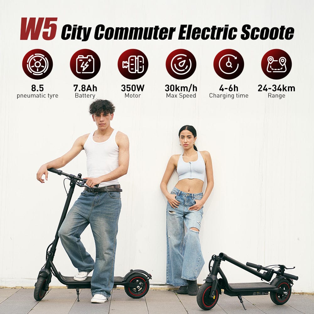 iScooter Commuter E-Scooter W5 Városi Elektromos Roller, 350W Motor, 30km/h Maximális Sebesség, LCD Kijelző